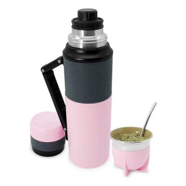 Termo Acero Manija Tapon Matero Mate Termico Y Bombilla