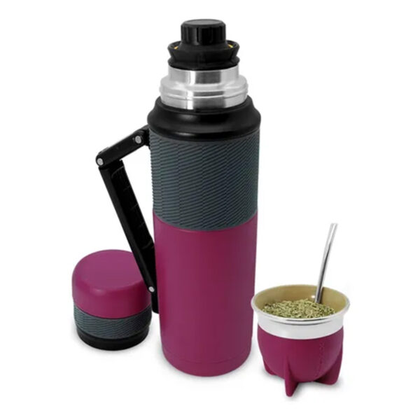 Termo Acero Manija Tapon Matero Mate Termico Y Bombilla