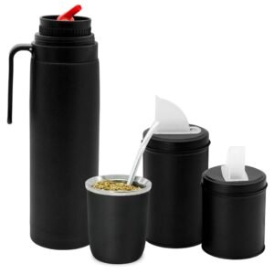 Termo media manija, mate viajero y latas