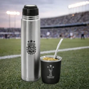 Consultar por stock – Termo plateado y mate viajero clubes fútbol